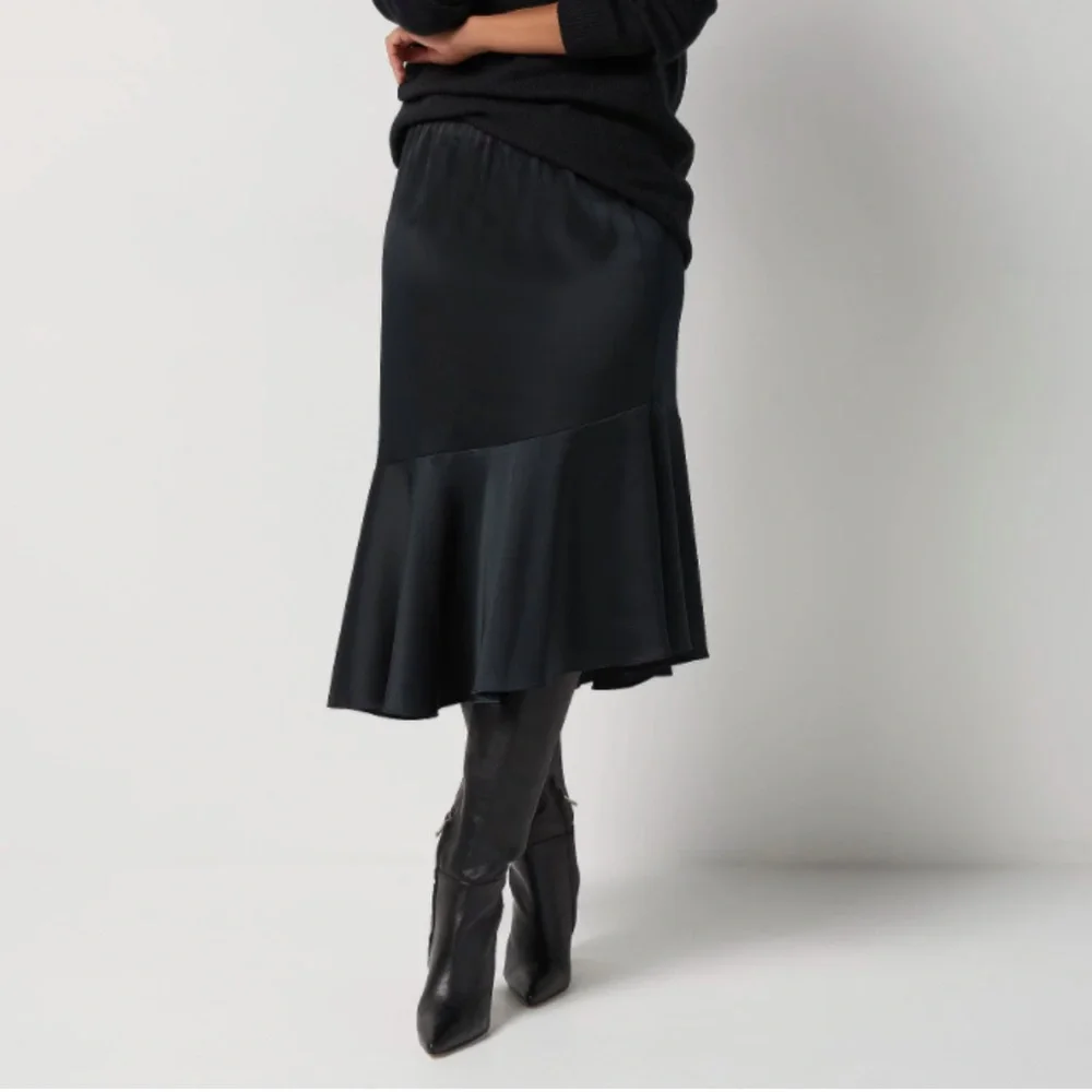 J JASON WU Matte Satin Asymmetrical Skirt, Black, size 1X